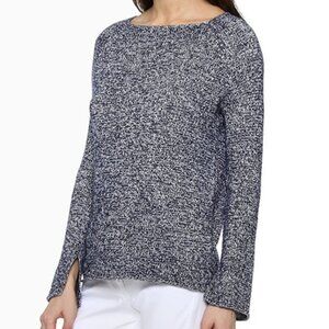 Theory 'Lalora' Linen & Cashmere Blue Marled Pullover Size M